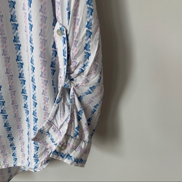 Jane and Delancey Dove Print Button-Up Shirt Sz M - Picture 2 of 8
